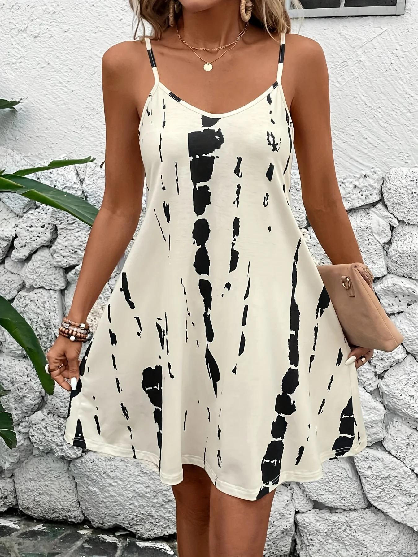 Robe d'été à bretelles imprimée pour femmes
