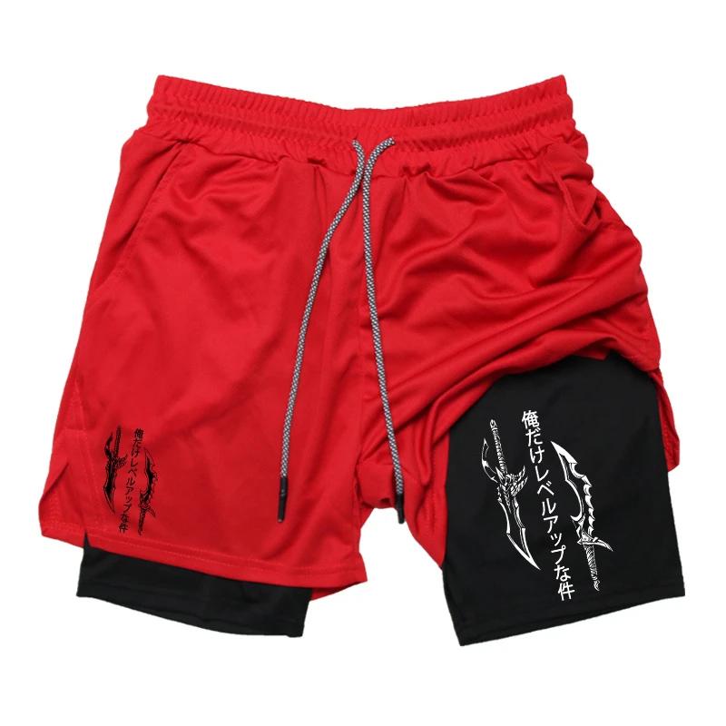 Short d'entraînement de course imprimé 2 en 1 pour hommes, short de Compression de Performance de gy