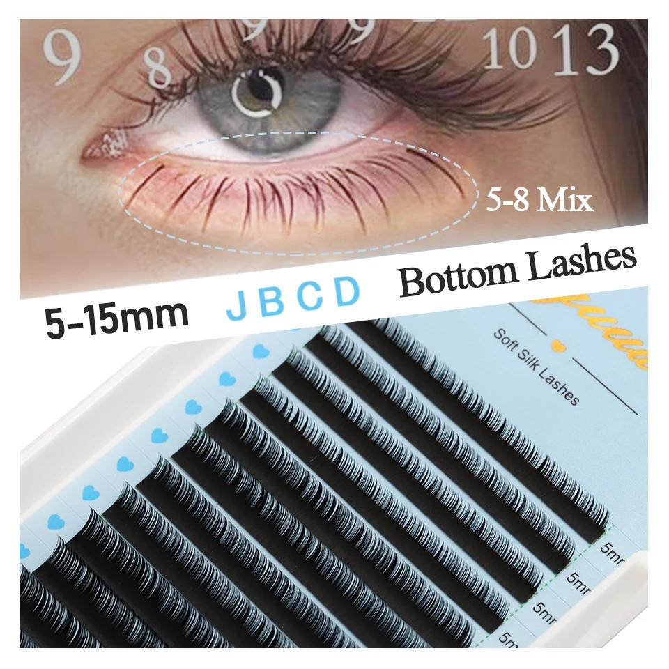 AGUUD J B C D Volume Extension de cils individuels cils noir mat naturel doux 5-7mm cils inférieurs 