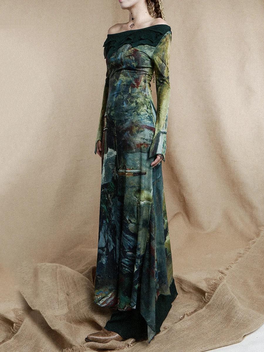 REDDACHIC-Ensemble de Robe Longue Cincher pour Femme, Imprimé Esthétique, Robe une Pièce, Porte-Jarr