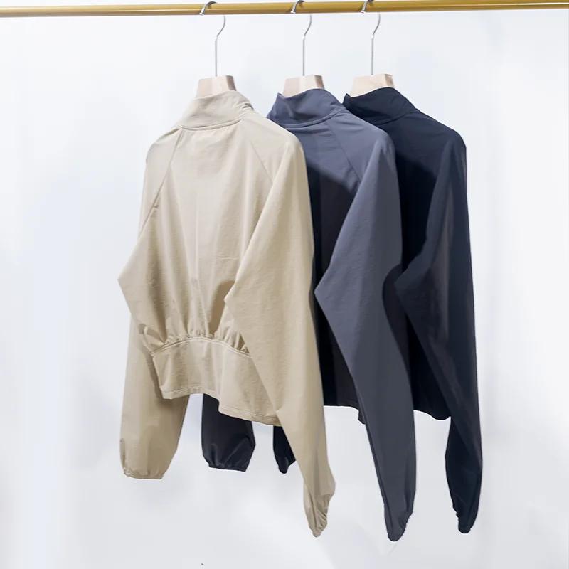 Veste de yoga à col montant pour femme LULU FLORA, séchage rapide, coupe-vent, pour course à pied en