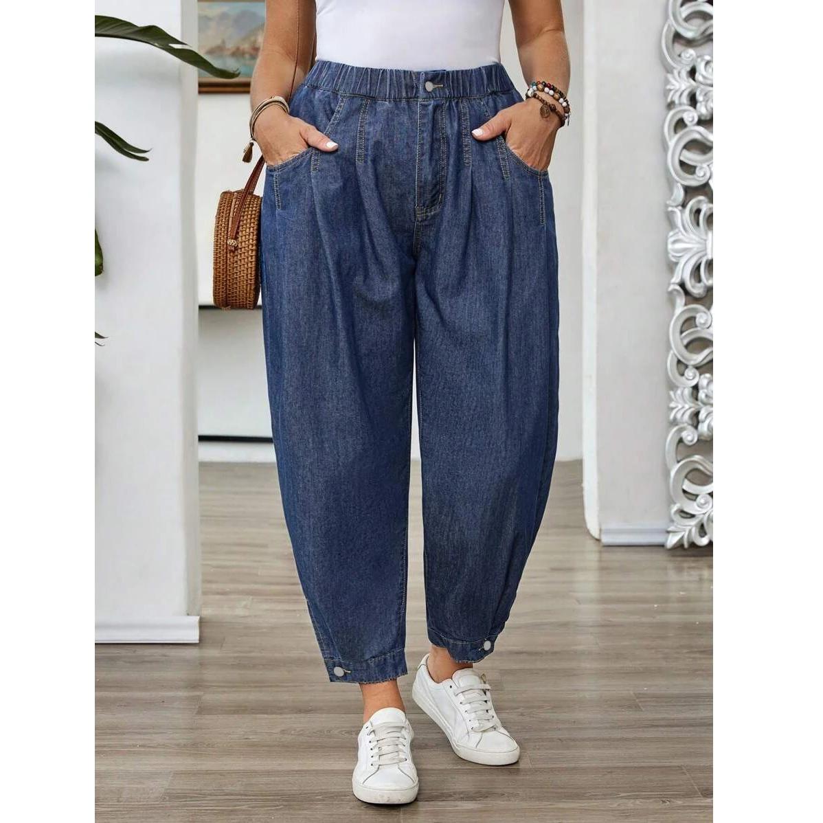 Vêtements pour femmes grandes tailles, jeans pour femmes, nouveau jean évasé à détail boutonné, deni