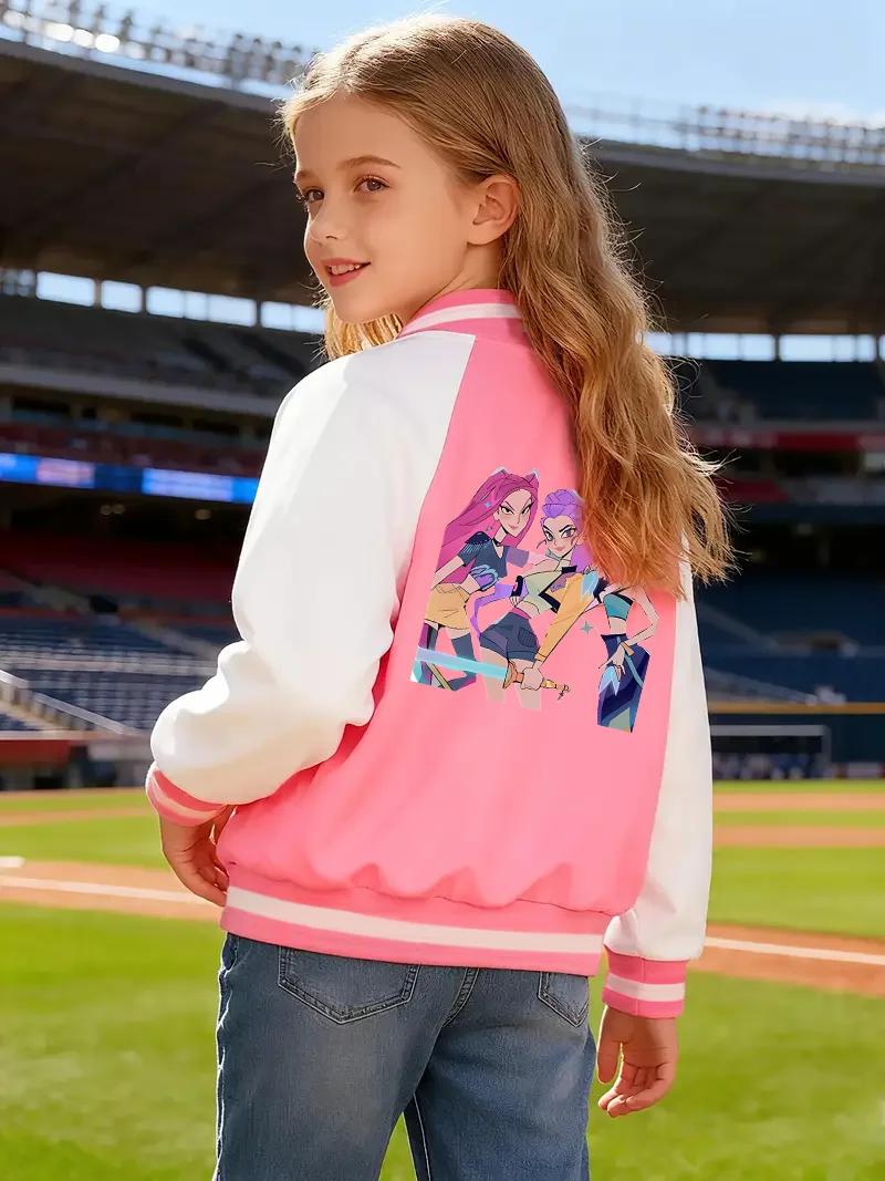 Vestes de Baseball roses décontractées et à la mode pour filles, automne et hiver, avec motifs impri