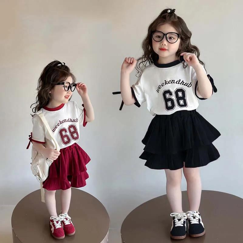 Ensemble 2 pièces d'été pour filles RAISE, 2-8 ans, avec haut à manches courtes imprimé lettres et n