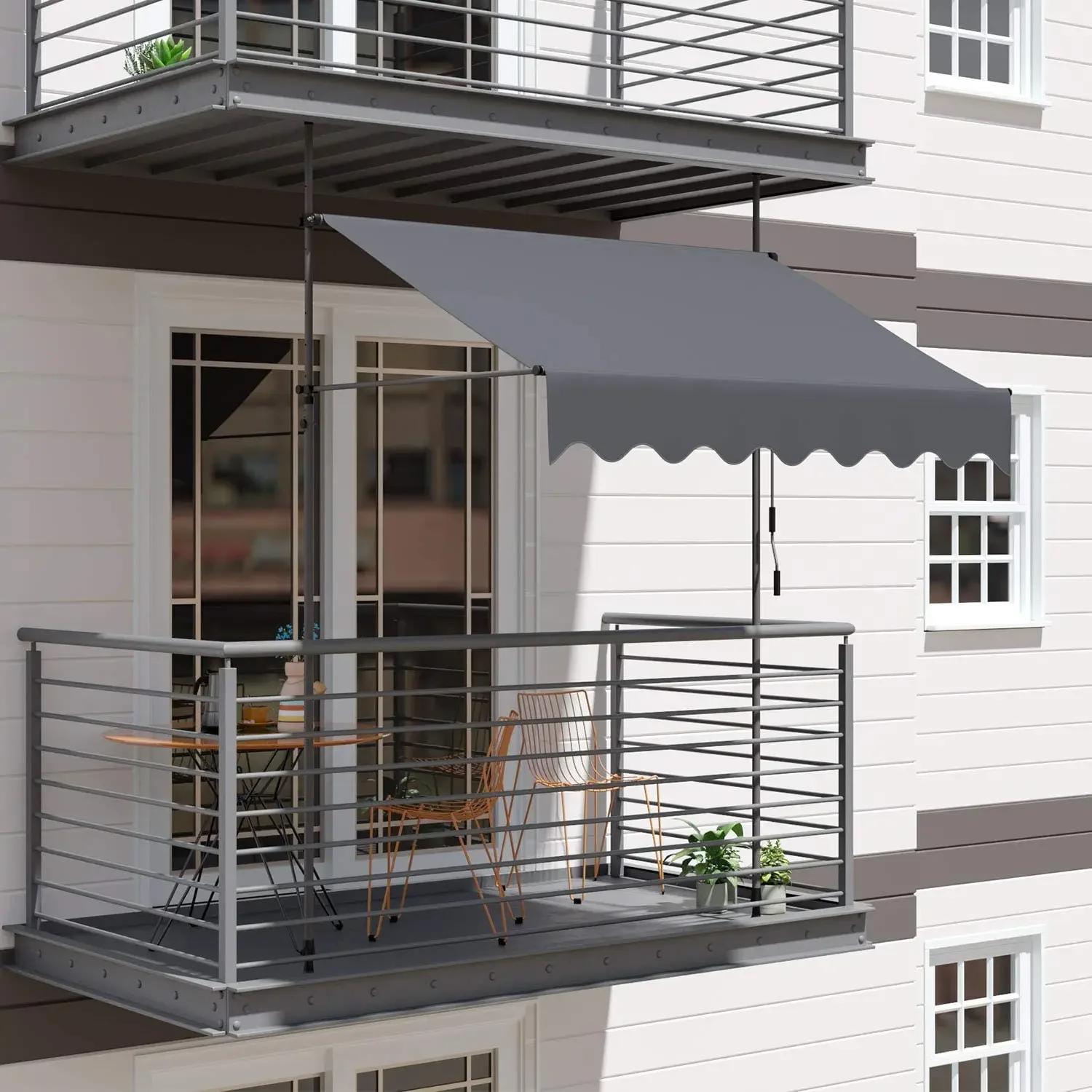 Auvent de balcon rétractable UV50 +, pince de protection solaire de jardin avec manivelle sans propo