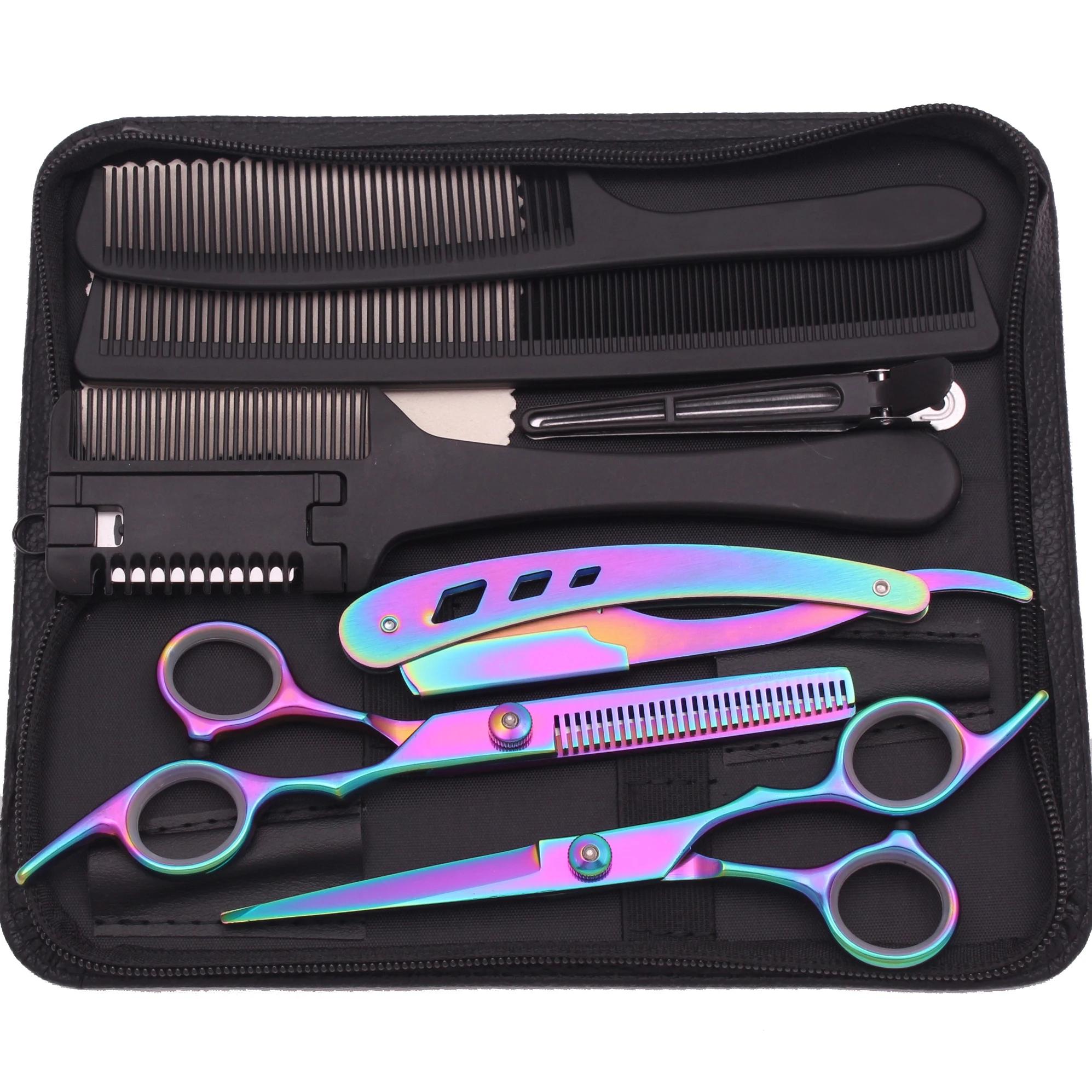 Ciseaux de coiffure ciseaux à cheveux noir-or professionnel 6 "JP ciseaux amincissants en acier inox