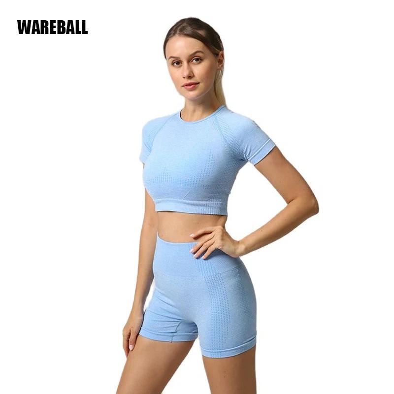 Ensemble de Yoga sans couture pour femmes, haut court, chemise à manches courtes, Short de Fitness, 