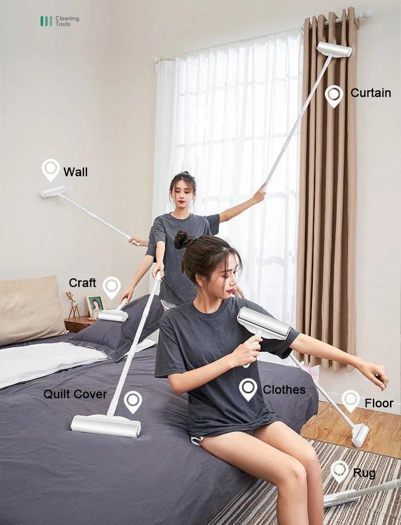 Brosse à rouleau anti-peluches à Long manche, rouleau rétractable pour enlever les poils d'animaux, 