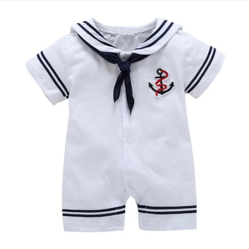 Nouveau-né bébé garçon vêtements combishort marin marine barboteuse à manches courtes combinaison Co