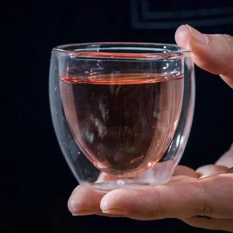 Tasse en verre Borosilicate à Double paroi, résistante à la chaleur, pour thé, lait, jus, café, eau,