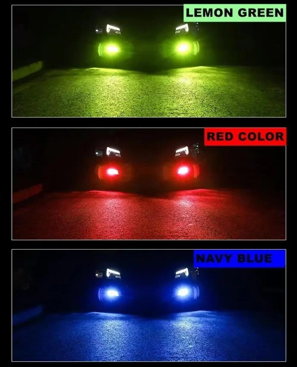 Ampoule Led de voiture H8 H11 AutoFog lumière H3H27 880 881 9005 HB3 9006 HB4 vert bleu rose lampe d