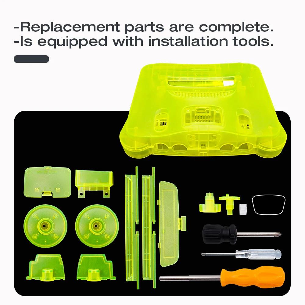 Bitfunx coque en plastique de remplacement boîtier translucide pour N64 Nintendo 64 boîtier de rempl