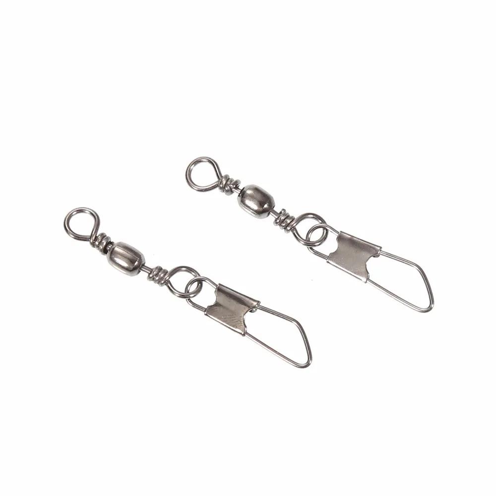 50 pièces/lot connecteur de pêche broche roulement pivotant en acier inoxydable avec mousqueton hame