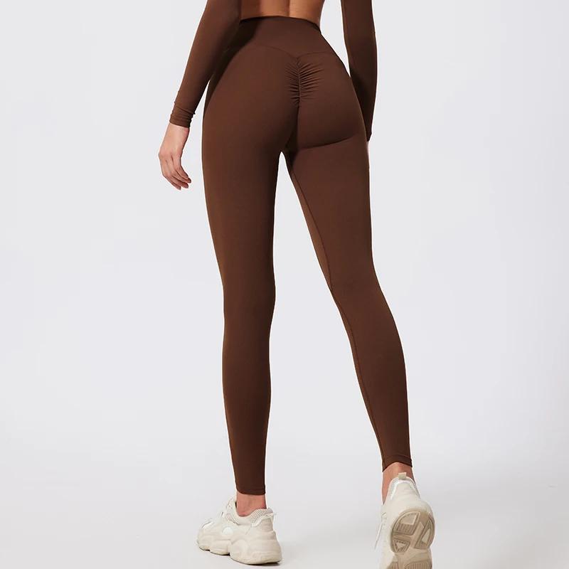 Leggings de sport Hearuisavy femme taille haute séchage rapide effet push-up pour course yoga