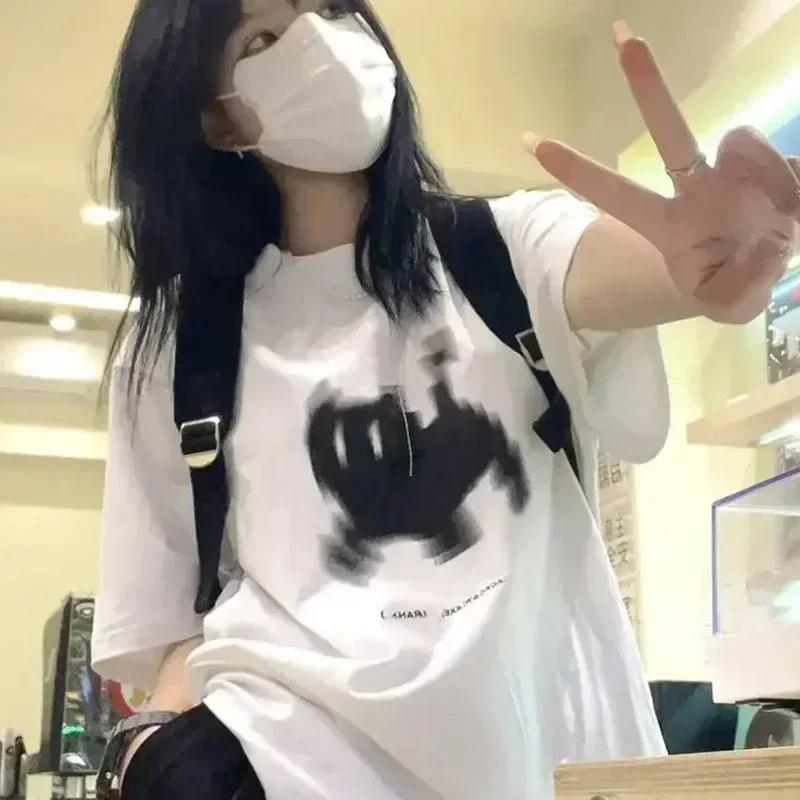 Chat noir Pixel femmes imprimé T-Shirt fille col rond amusant psychédélique chat noir décontracté Y2
