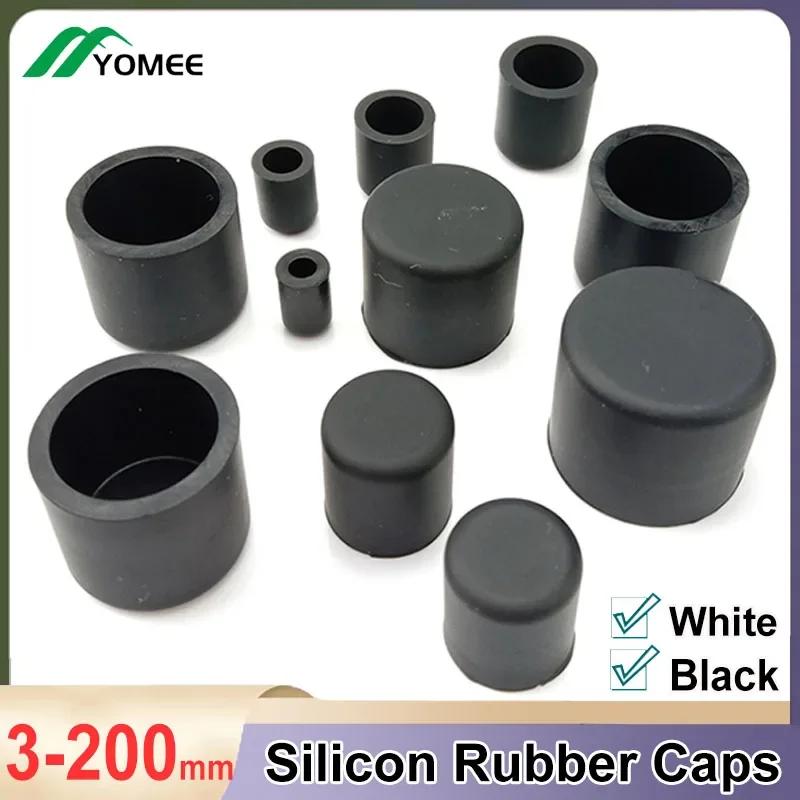 Bouchons en caoutchouc de silicone noir/blanc, 3mm-60.5mm, protecteurs d'extrémité d'obturation pour