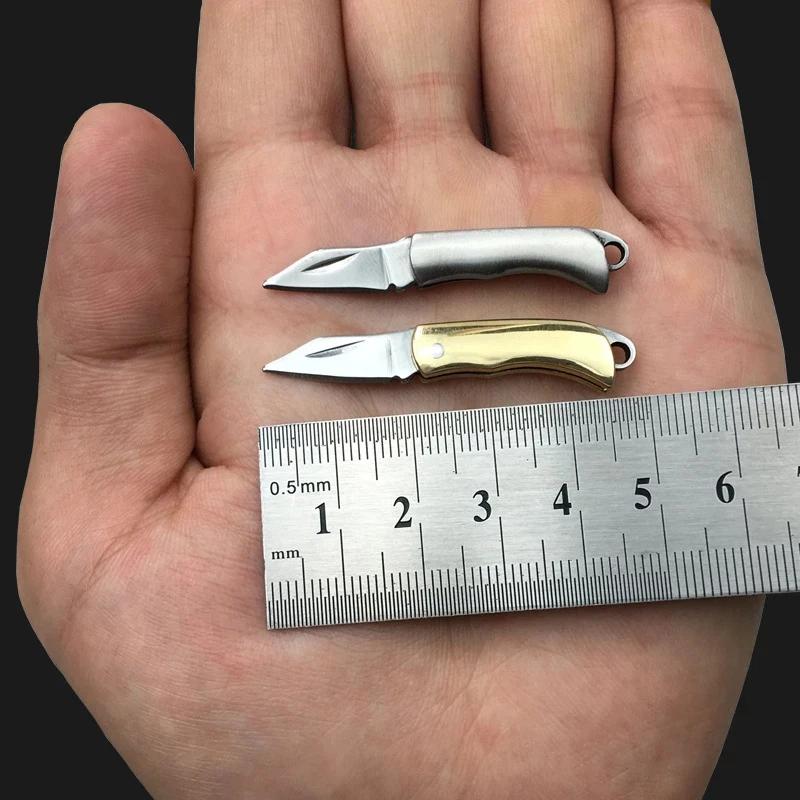 Mini couteau de poche, porte-clés en laiton, pendentif en acier inoxydable, couperet, lame, outil d'