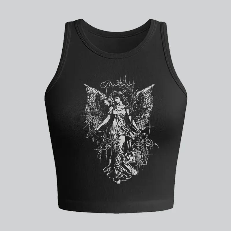 Punk Emo Girls Y2K Style Gothic Y-Women Short Sexy Casual Sling, Précieux Top, Lettre d'été, Vêtemen