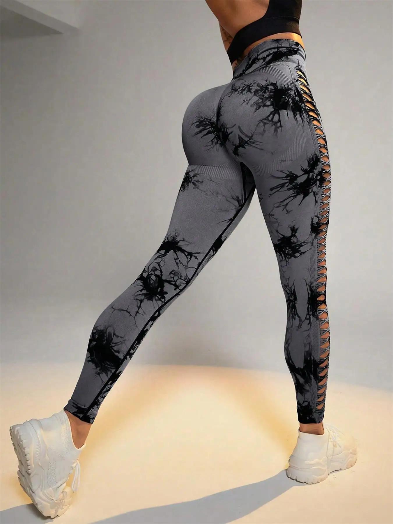 Leggings sans couture Tie Dye pour femmes, pantalons de Yoga taille haute, collants élastiques frois