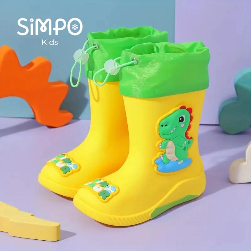 Bottes de pluie mi-mollet pour enfants, antidérapantes, durables avec cordon de serrage pour empêche
