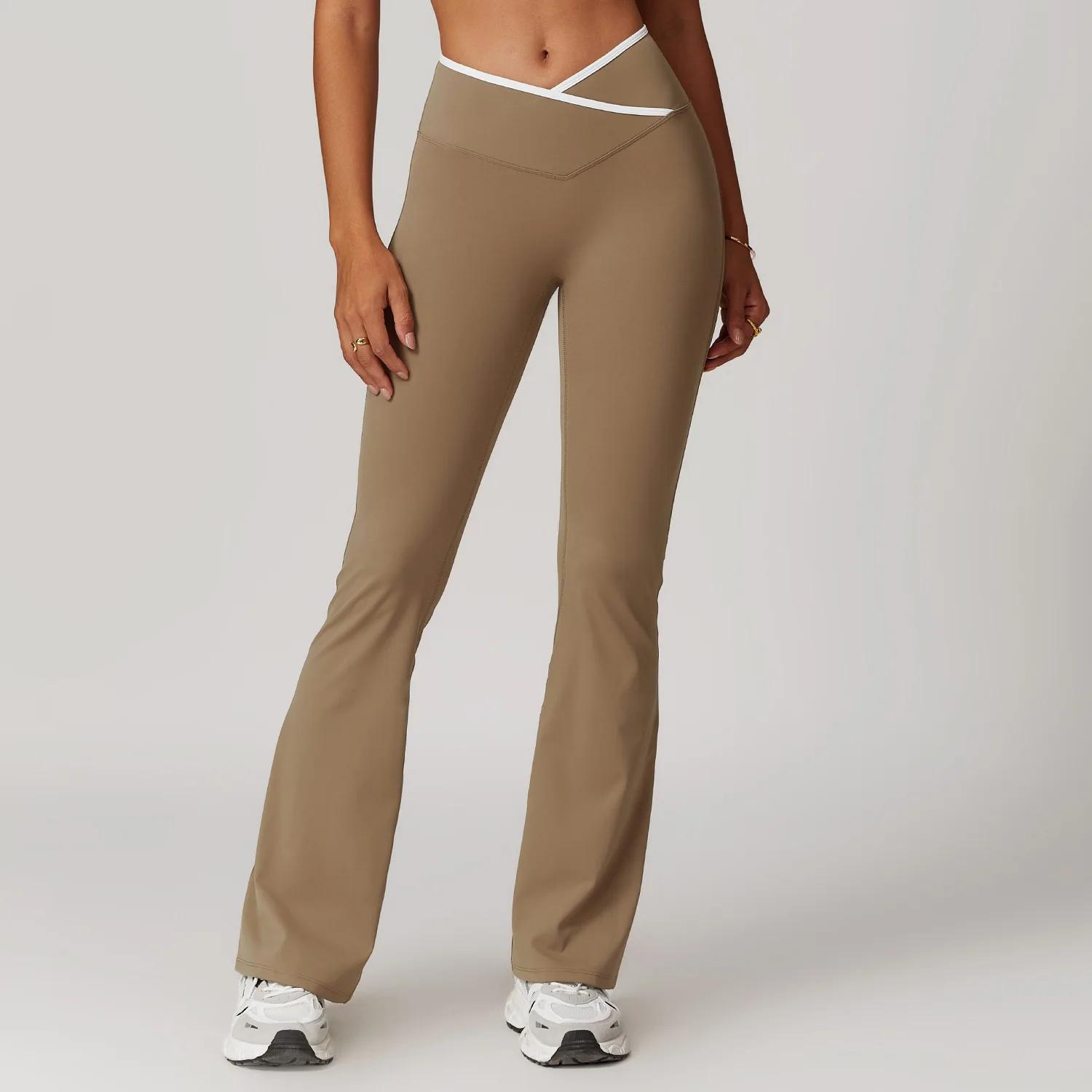 Leggings de yoga évasés pour femmes, pantalons de fitness taille haute, collants de yoga à cloche, p