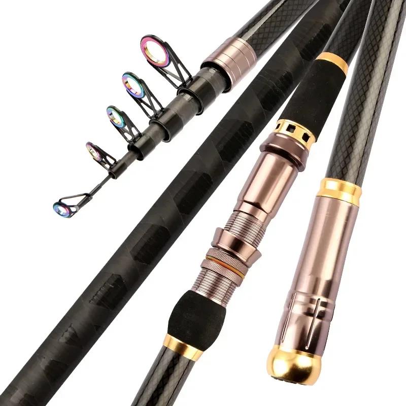 Pêche Spinning Télescopique en Fibre de Carbone, Accessoire Robuste, Portable, pour Voyage en Mer, B
