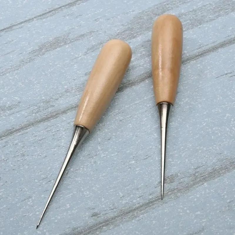 Jolie çon de couture en cuir avec manche en bois, kit de couture, accessoires d'outils, artisanat du