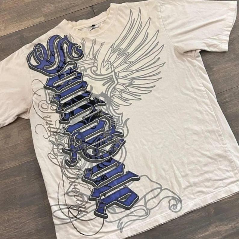 Hip Hop T-Shirt Streetwear femmes Vintage graphique Style américain mode Baggy pur hauts loisirs Cou