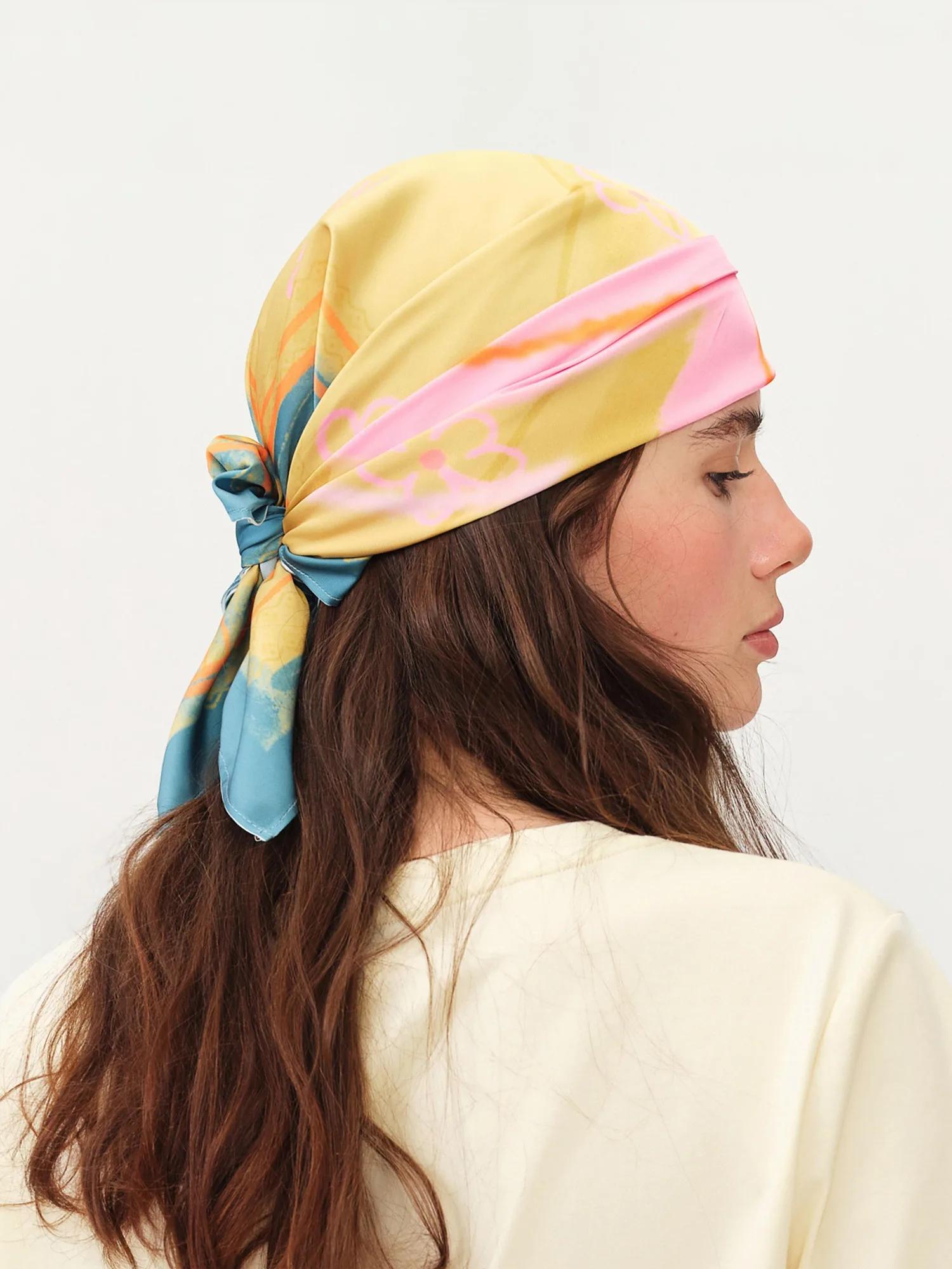 FSLE 2026 Écharpe Carrée d'Été pour Femme à Motif Cœur - Accessoire Cheveux Polyvalent et Foulard Lé