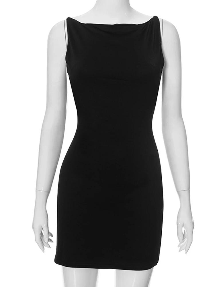Été décontracté mode Mini sans manches Wrap Y2K basique gilet robe Oufits Sexy élégant femmes Club f