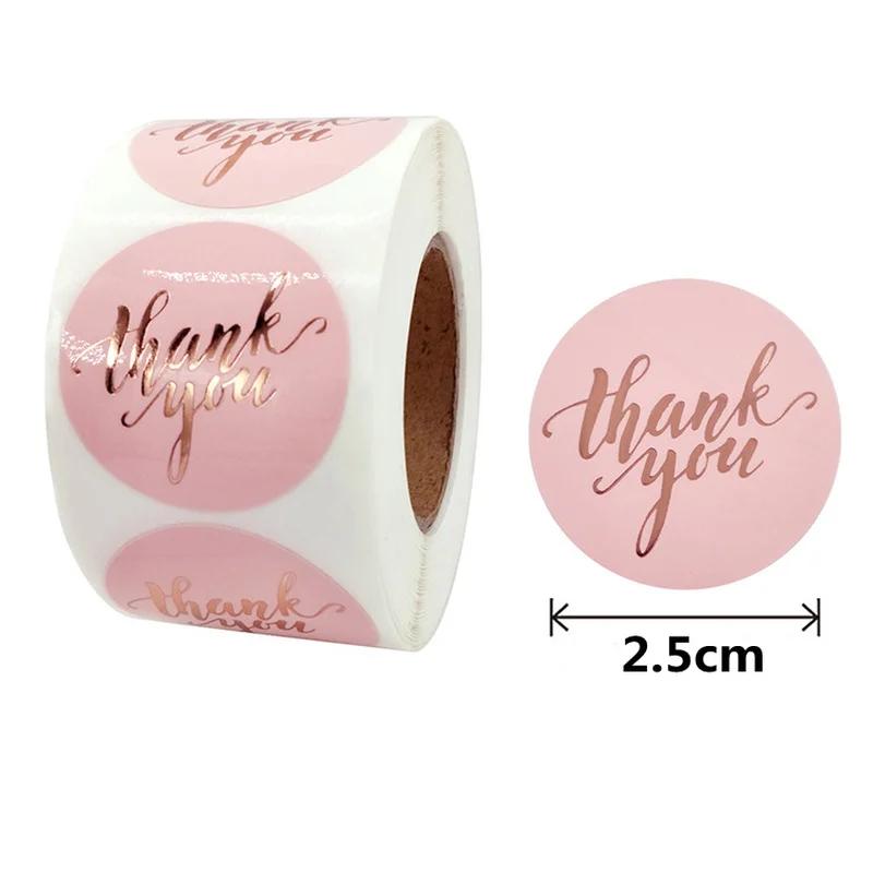 Étiquettes rondes en papier Kraft, 500 pièces, autocollant de remerciement, dragées, sac de bonbons,