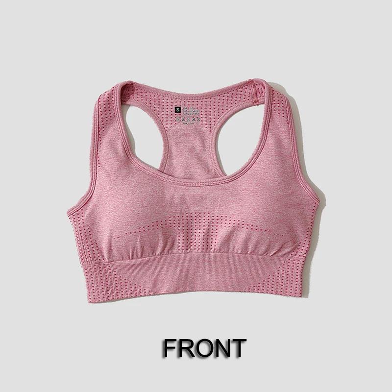 Soutien-gorge sport sans couture femme push-up - Haut court fitness yoga course à pied rembourré
