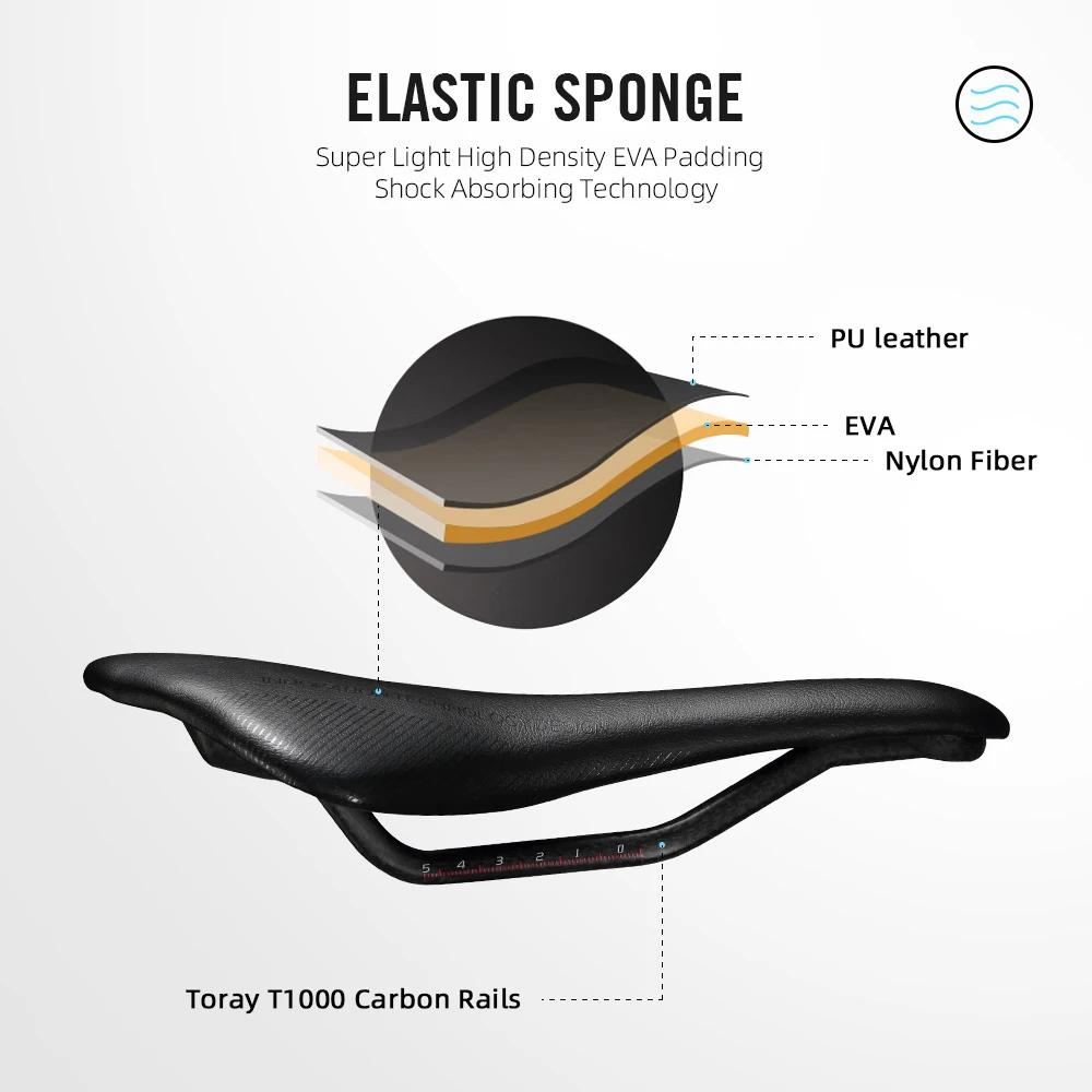 RYET-Selle de vélo de route ultralégère en cuir de carbone, coussin de siège souple en PU, siège de 