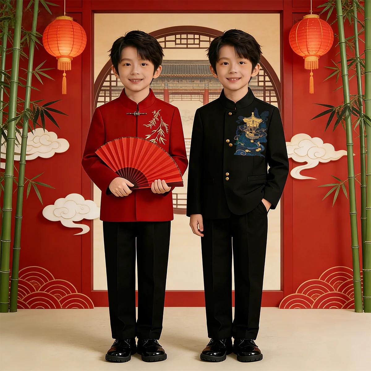 Vêtements traditionnels chinois pour garçons, costume pour enfants, tenue du nouvel an, pâques, égli