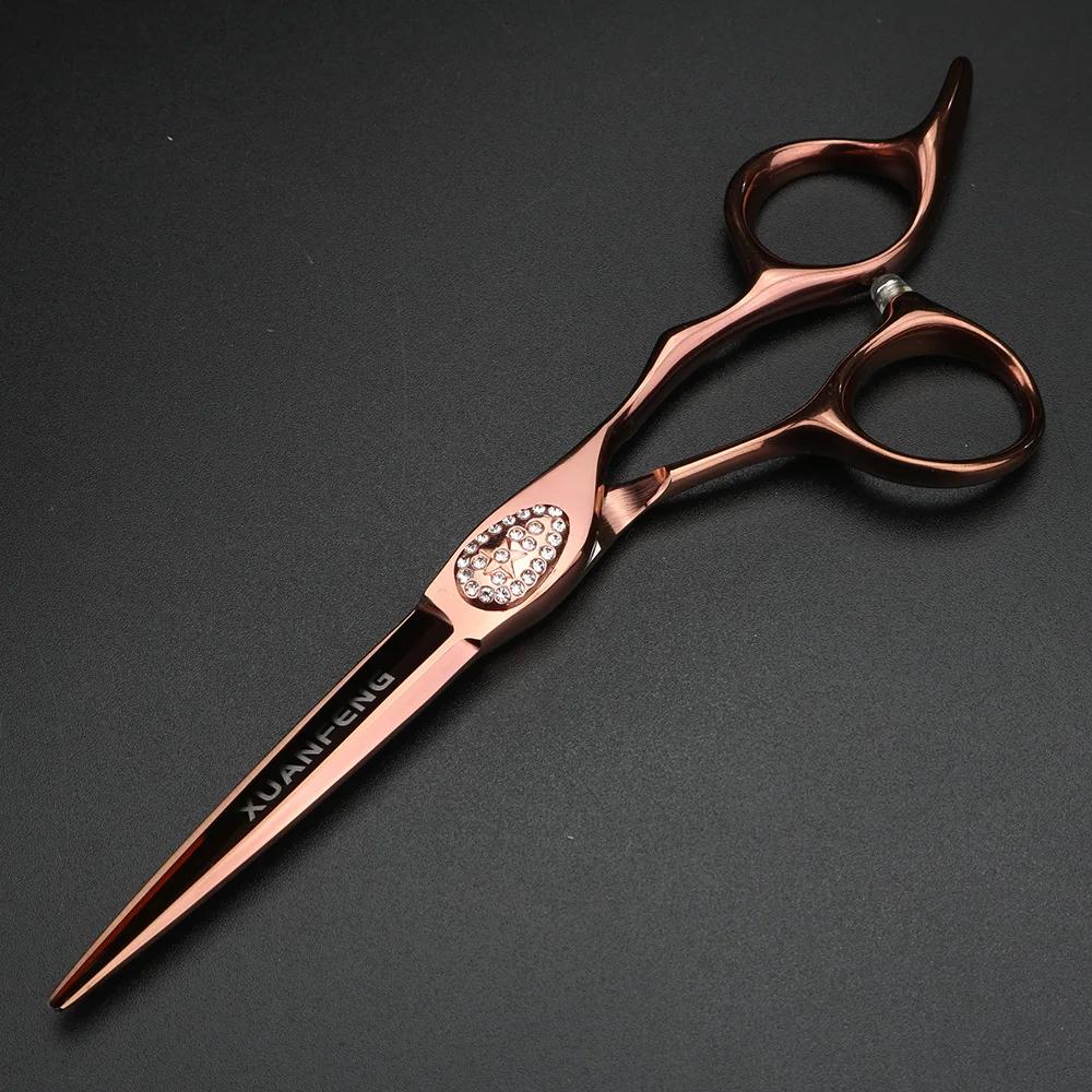 XUANFENG – ciseaux de coiffeur Champagne 6 pouces, galerie de cheveux, outils de coiffure, ciseaux d