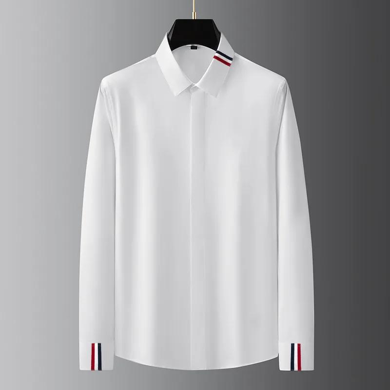 Marque vêtements hommes chemises ruban décoration à manches longues chemises décontractées de haute