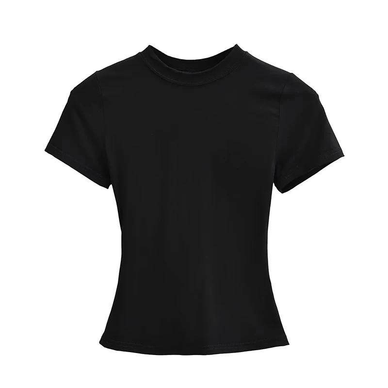 T-shirt Manches Courtes pour Femme, Décontracté, Sexy, Slim, Tendance, Solide, de Haute Qualité, Y2K