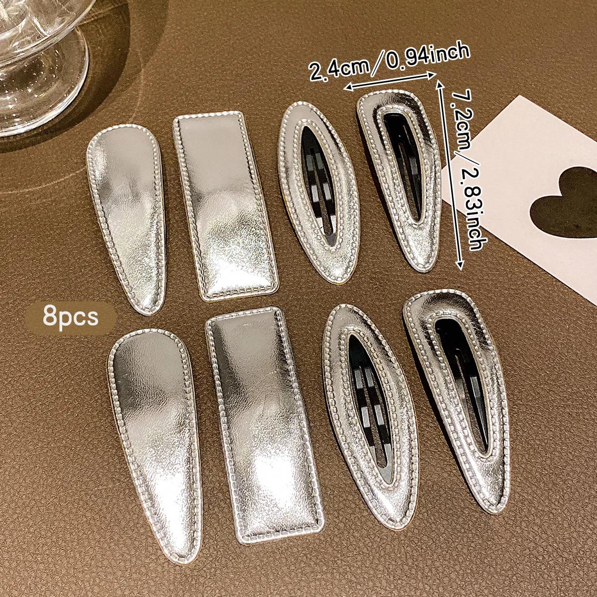 Clips BB en argent avec accessoires pour cheveux doux et élégants, adaptés à un usage quotidien, 8 p