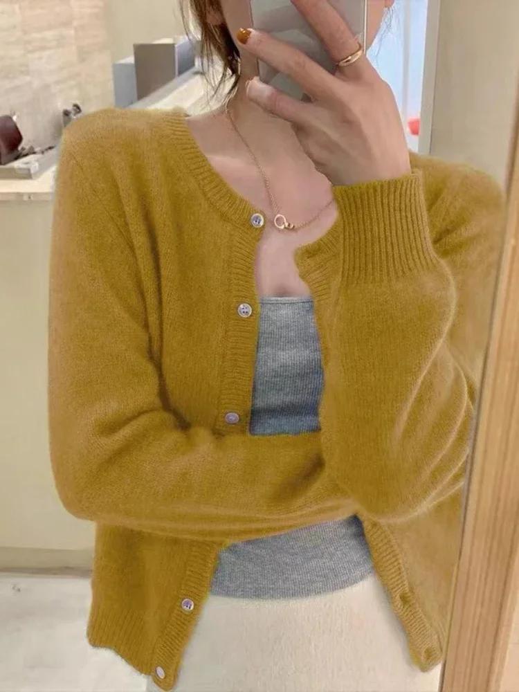 Cardigan tricoté à manches longues pour femme, haut Vintage Y2k, coréen, mode automne-hiver, col ron