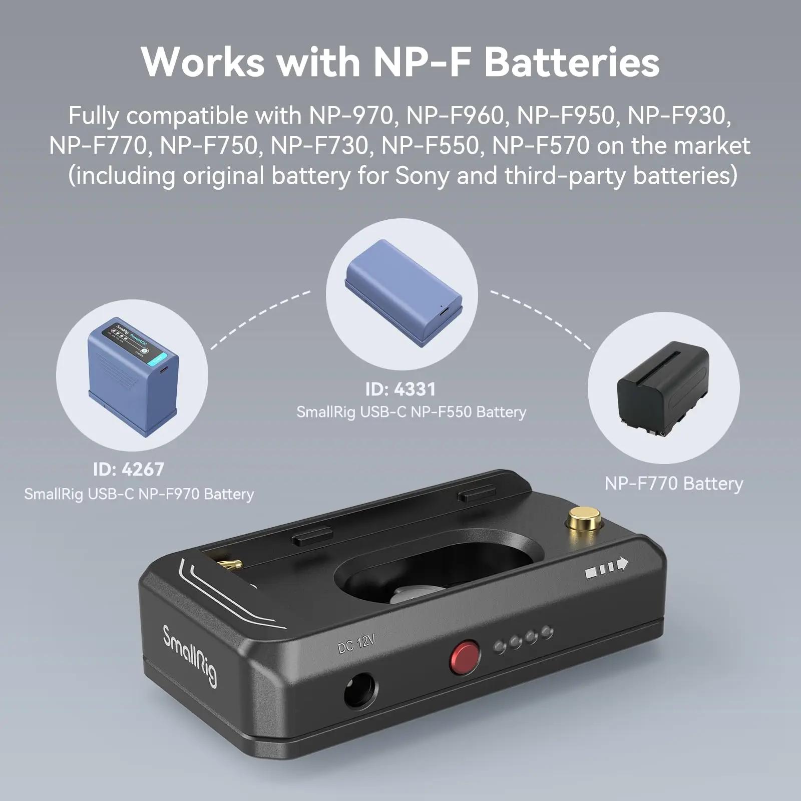 SmallRig NP-F batterie adaptateur avancé plaque de montage DC 7.4V 12V double sortie USB-C Interface