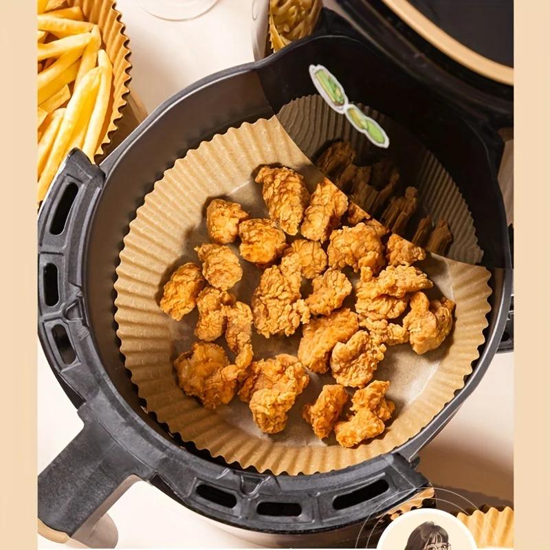 Doublures en papier pour friteuse à air, papier de cuisson étanche, huile-verde de poulet, rond, car