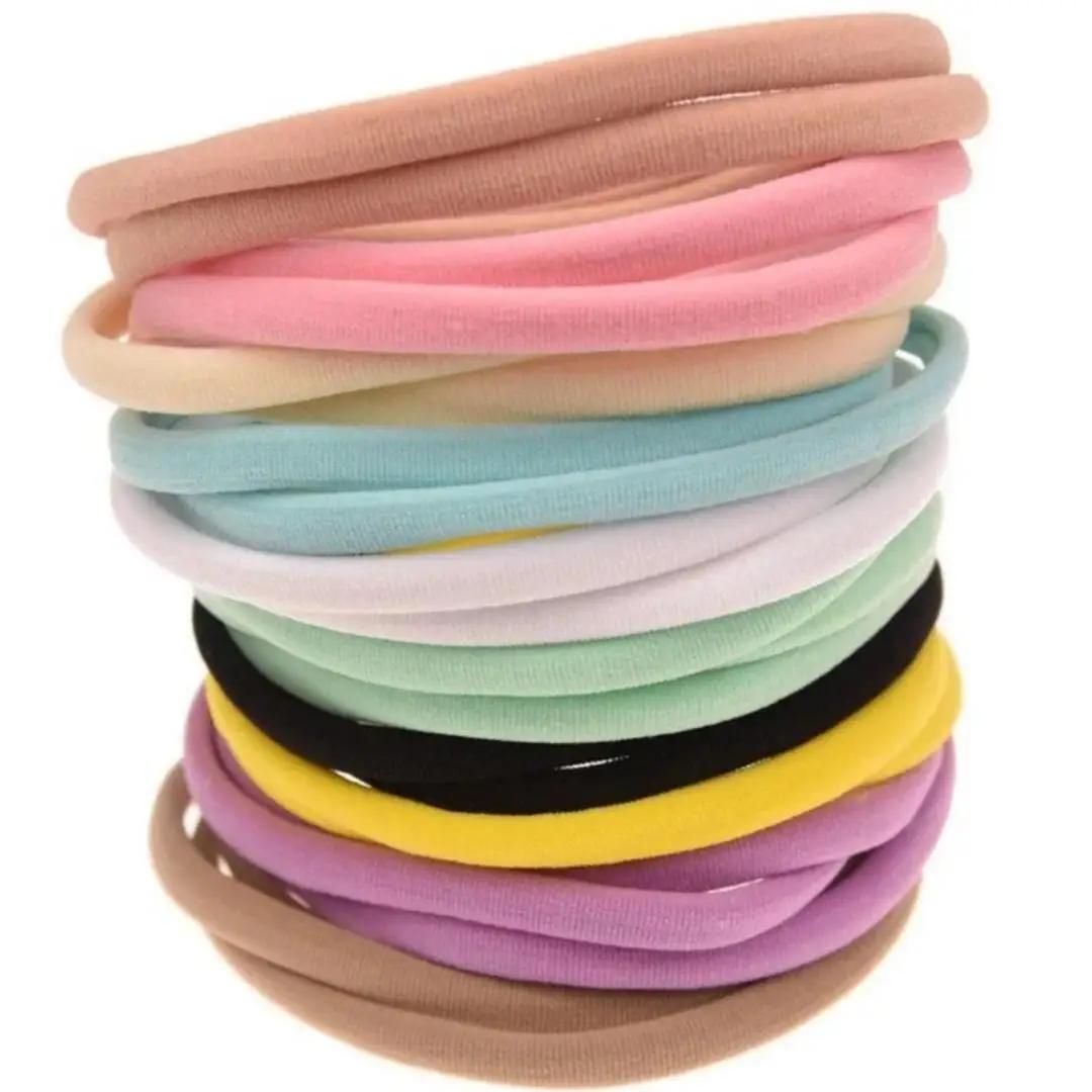 20 pièces/lot bébé fille bricolage bandeaux en Nylon doux sans trace bandeau extensible pour enfants
