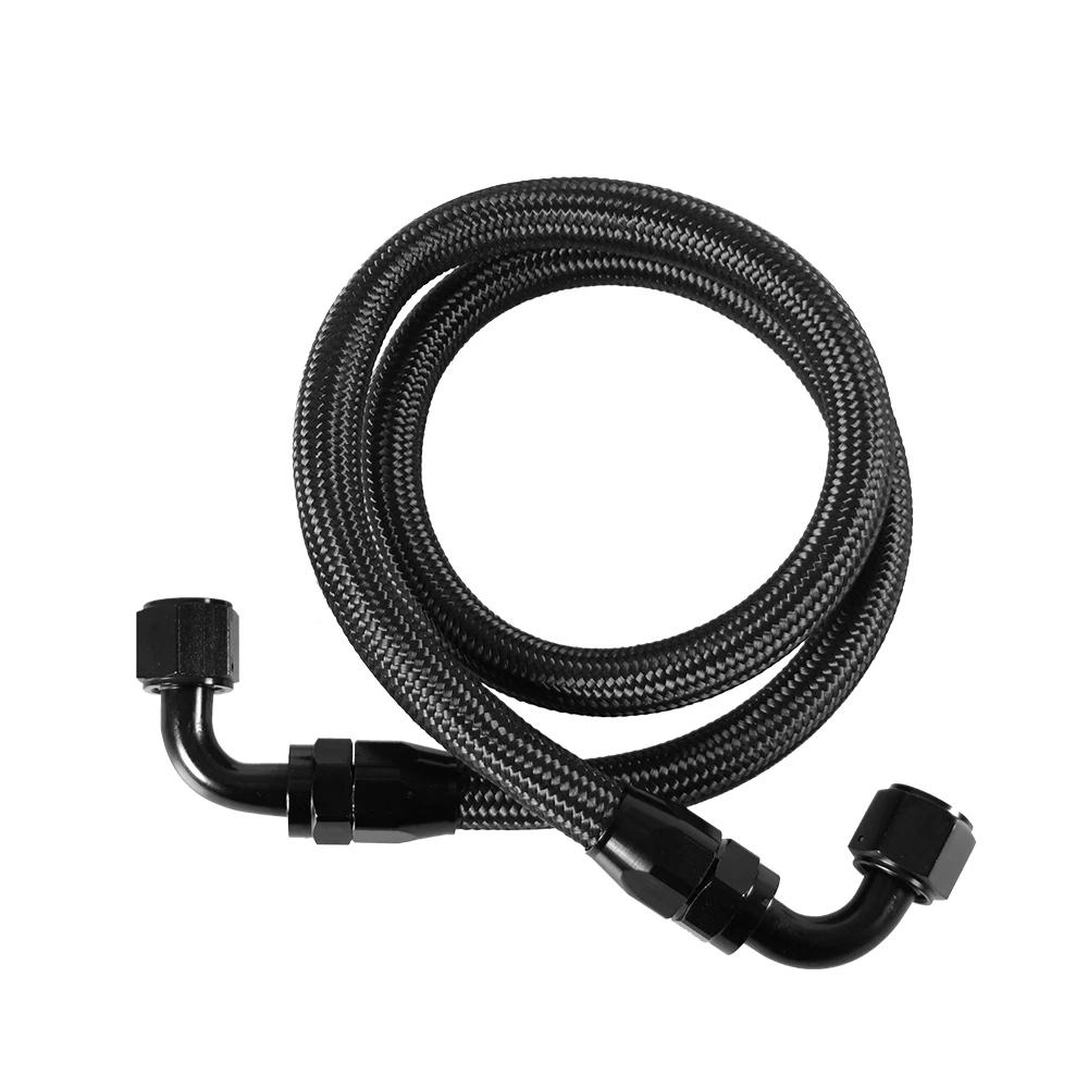1M AN12 12AN noir tressé huile raccords de carburant extrémité de tuyau 0 + 90 degrés Kit d'adaptate