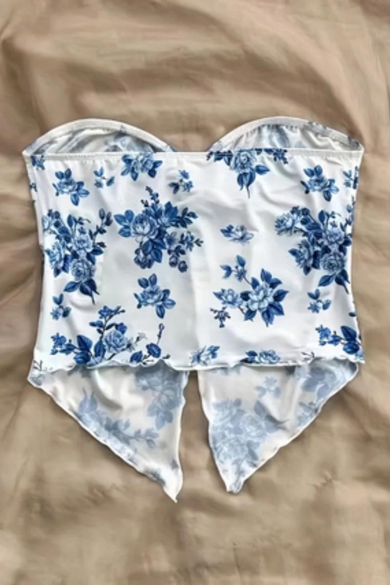 Haut sans bretelles à une col et épaules dénudées à la mode pour femme
