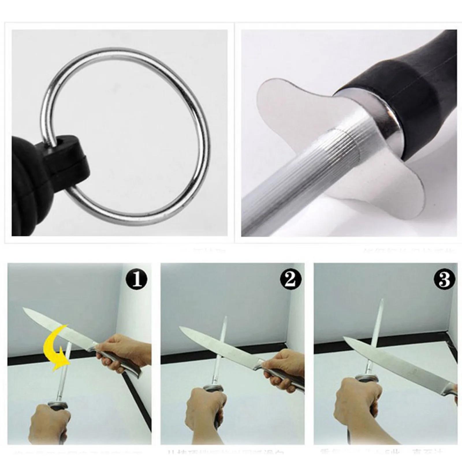 Tige d'affûtage de couteaux professionnelle en acier au carbone de 26cm, broyeur de couteaux Durable