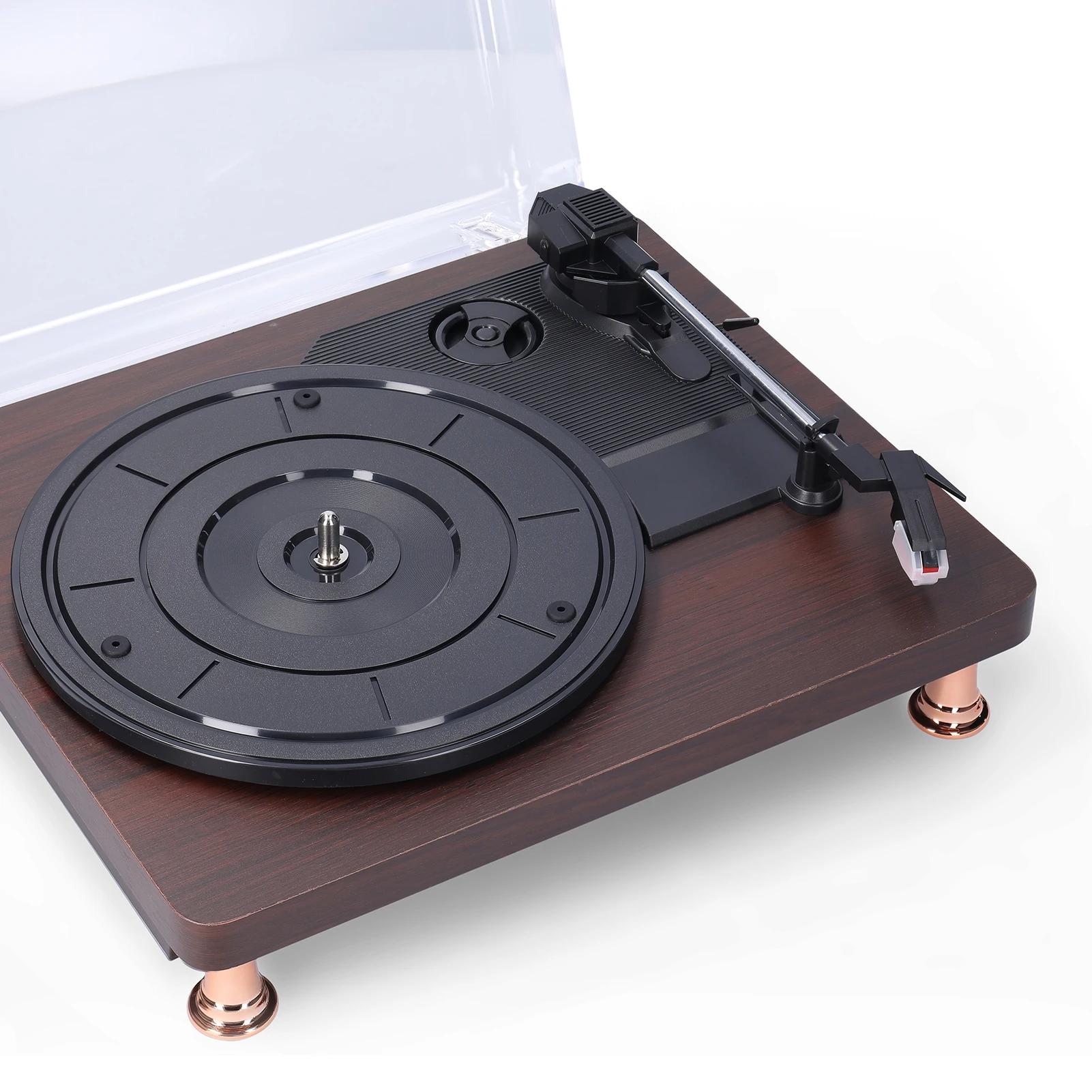 Lecteur de disque vinyle rétro avec couvercle anti-poussière, lecteur de disque de Style nostalgique