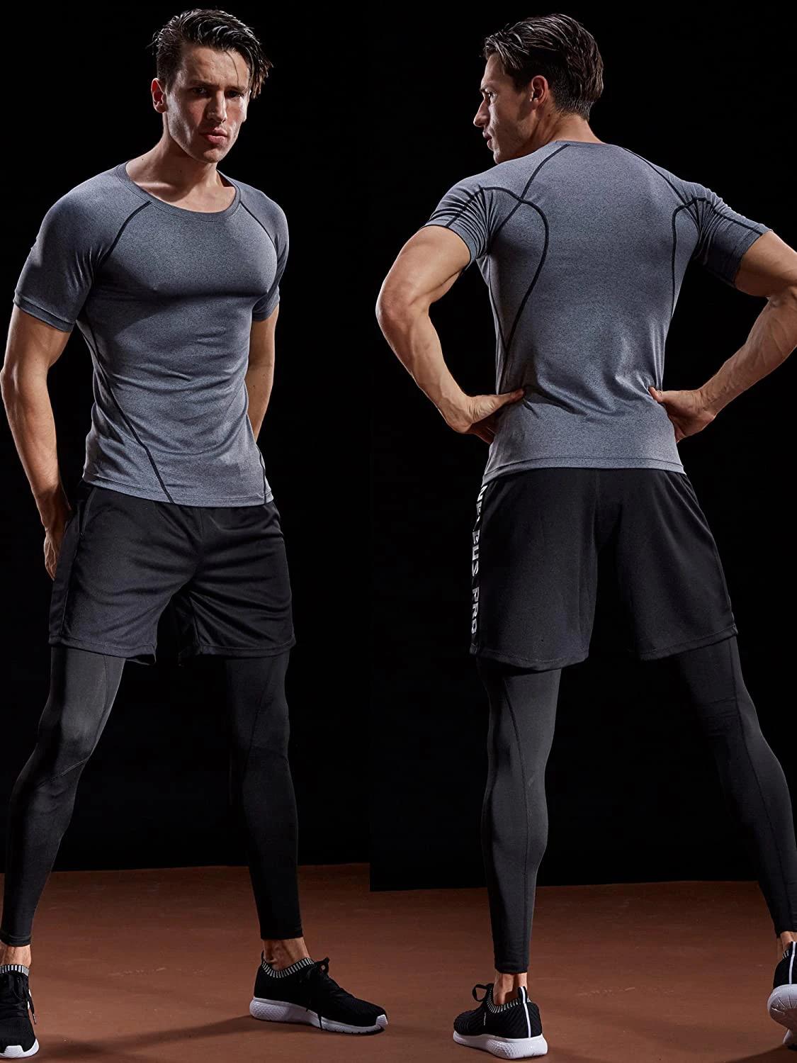 2025 Compression T-shirt hommes vêtements de Sport d'été course T-shirt élastique séchage rapide Spo