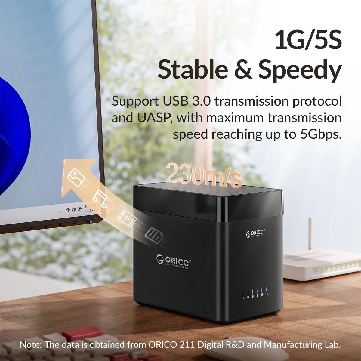 ORICO-Boîtier de disque dur SATA magnétique vers USB 3.0/Type-C, série DS, 5 baies, 3.5 pouces, pour