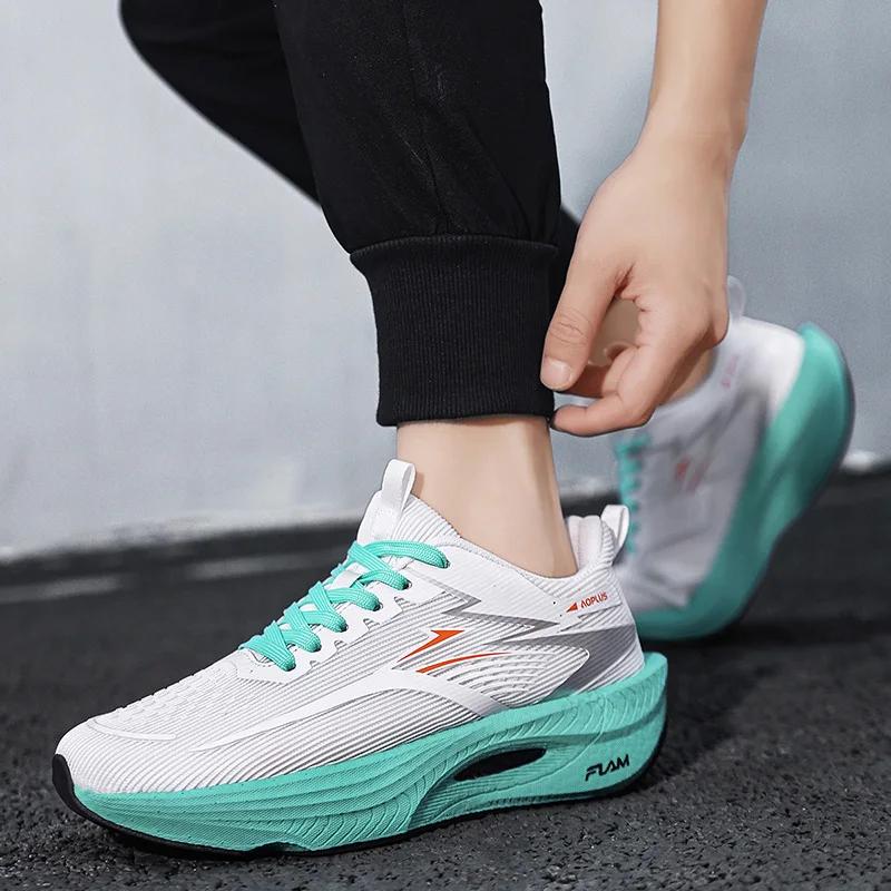 Chaussures de sport unisexes avec plaque en carbone, baskets de course et de marche, amortissantes, 