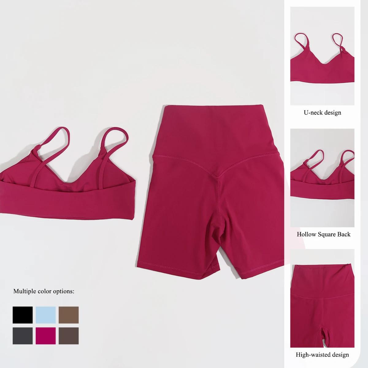 Ensemble de sport d'été pour femmes, 2 pièces, sans manches, pour gymnastique, yoga, taille haute, l